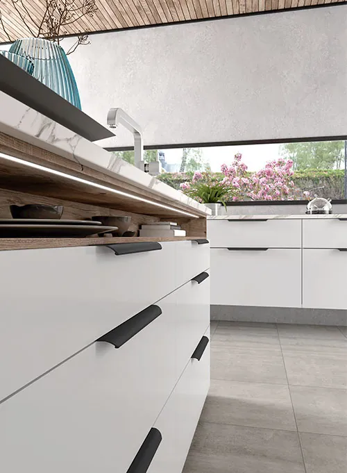 Cocina con tiradores para muebles